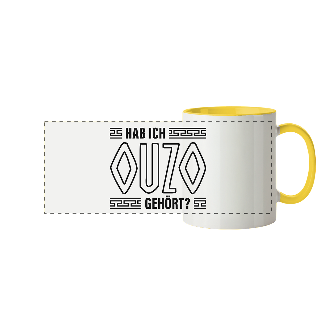 Hab ich Ouzo gehört? - Panorama Tasse zweifarbig