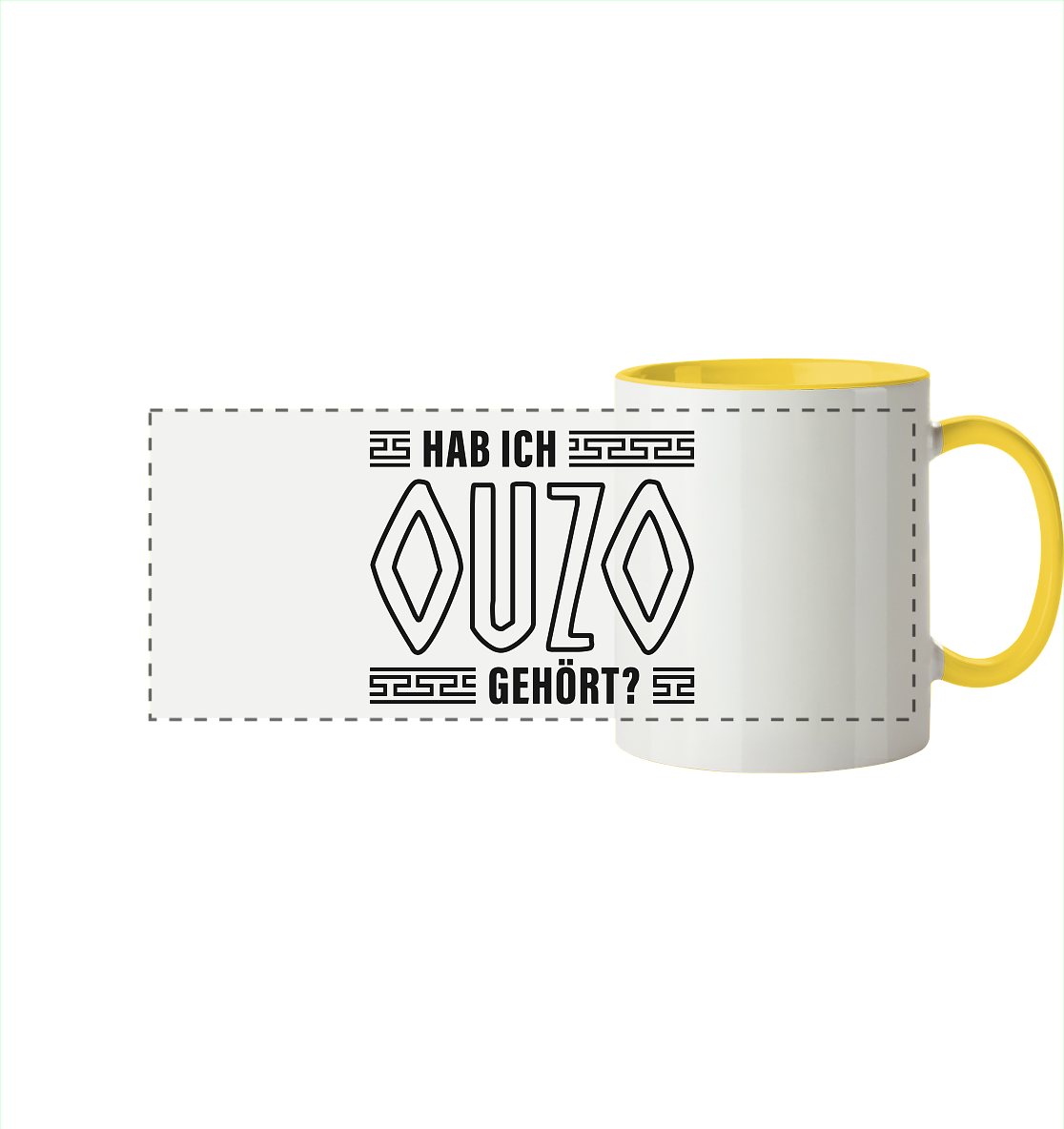 Hab ich Ouzo gehört? - Panorama Tasse zweifarbig