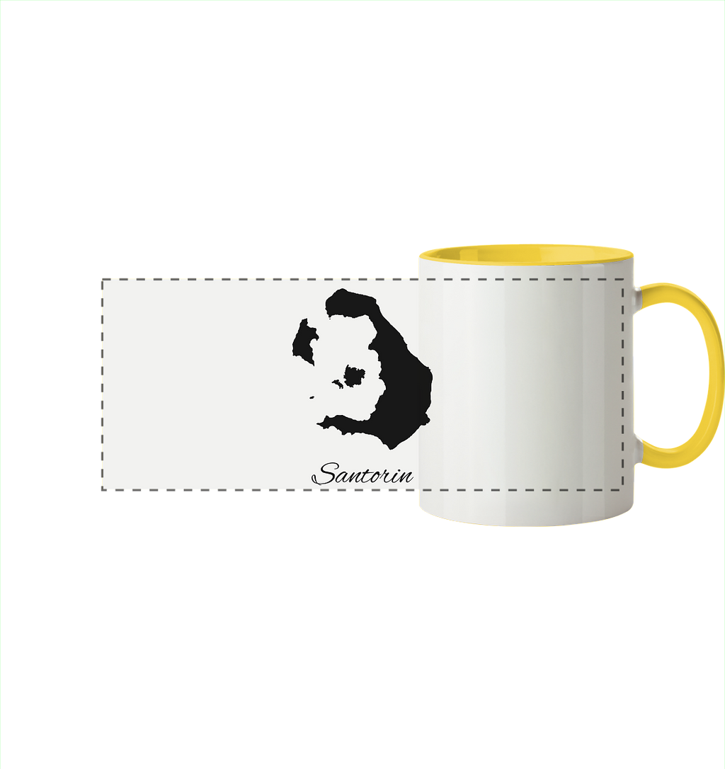 Santorin Silhouette Griechenland - Panorama Tasse zweifarbig