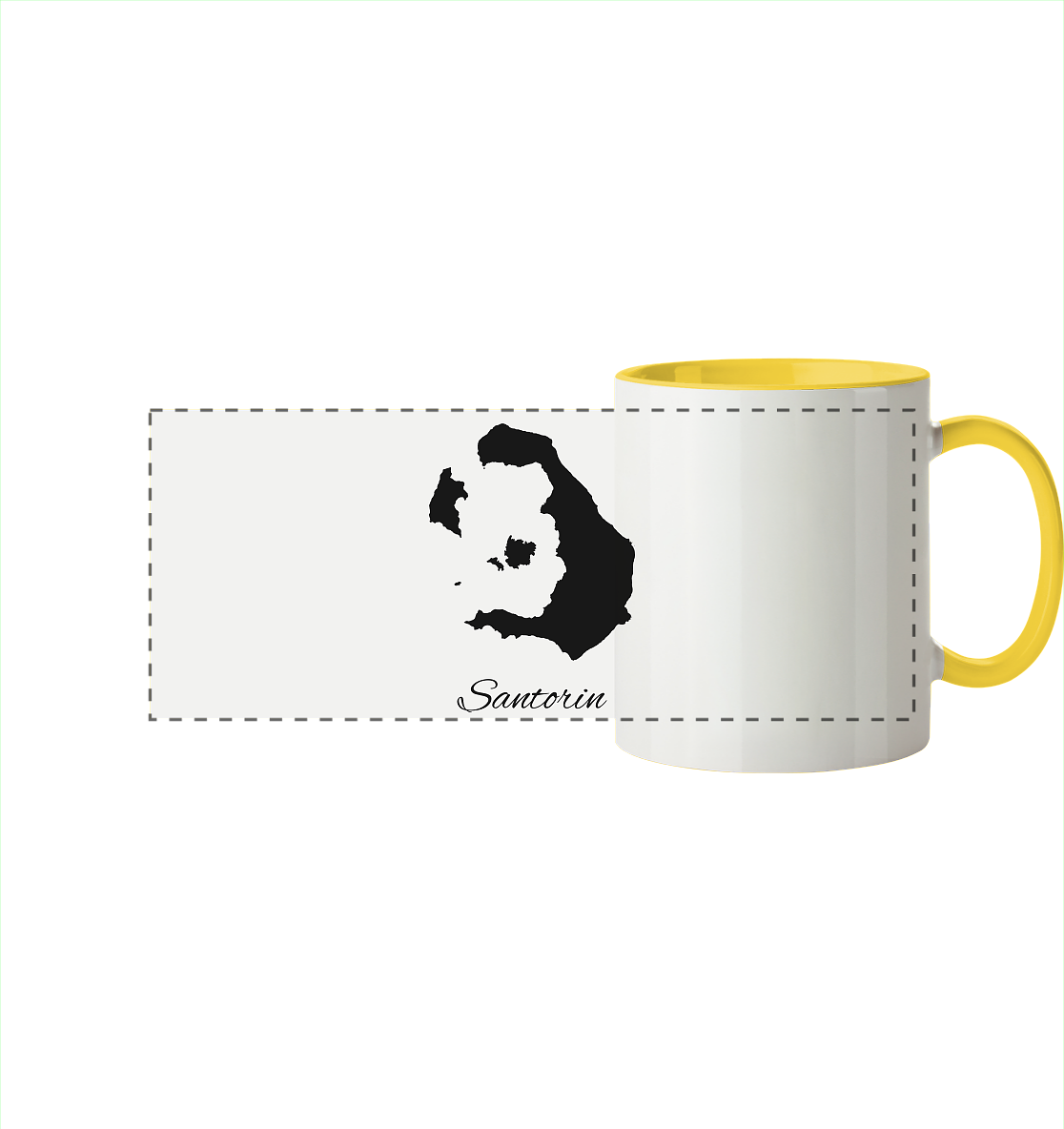 Santorin Silhouette Griechenland - Panorama Tasse zweifarbig