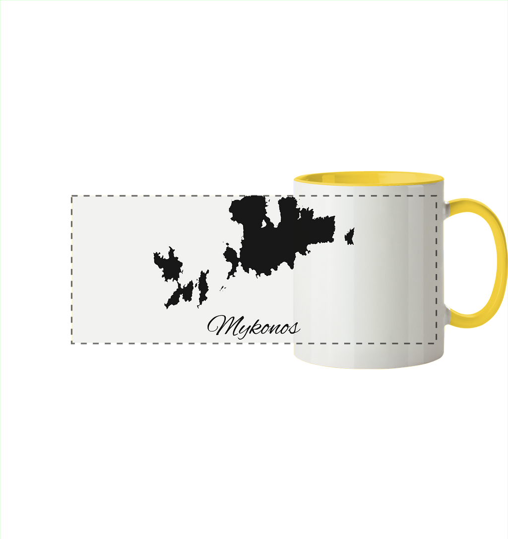 Mykonos Silhouette Griechenland - Panorama Tasse zweifarbig