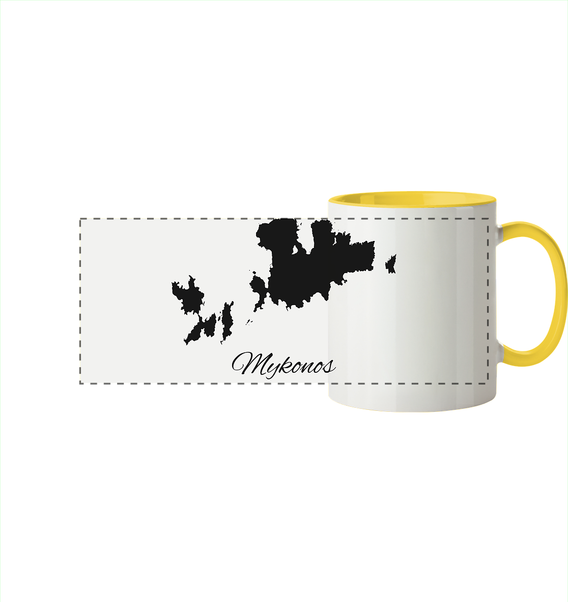 Mykonos Silhouette Griechenland - Panorama Tasse zweifarbig