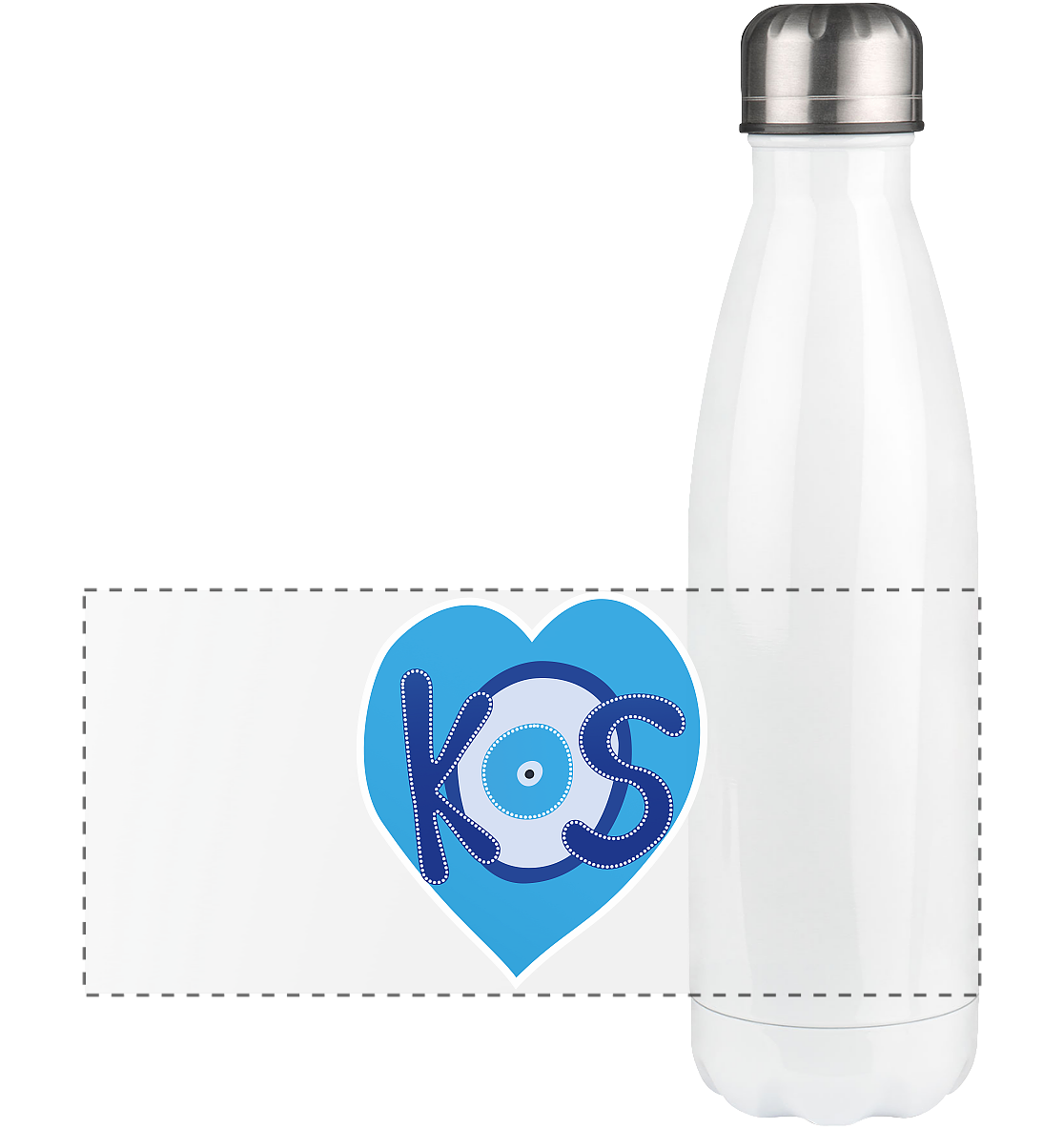 Kos - Blaues Herz - Panorama Thermoflasche 500ml