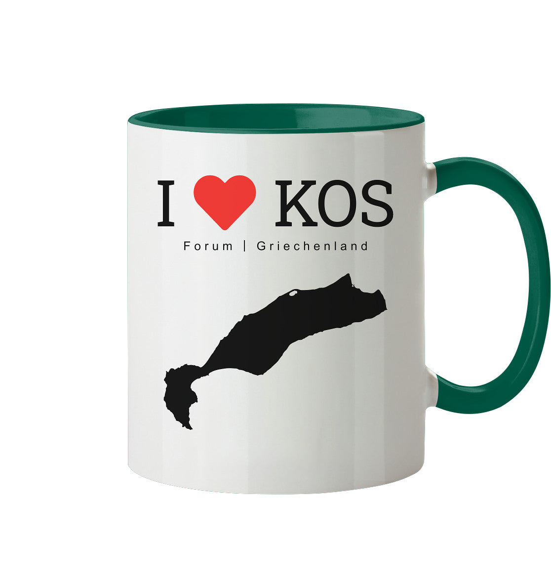 I LOVE KOS - Forum Grèce Noir - tasse bicolore