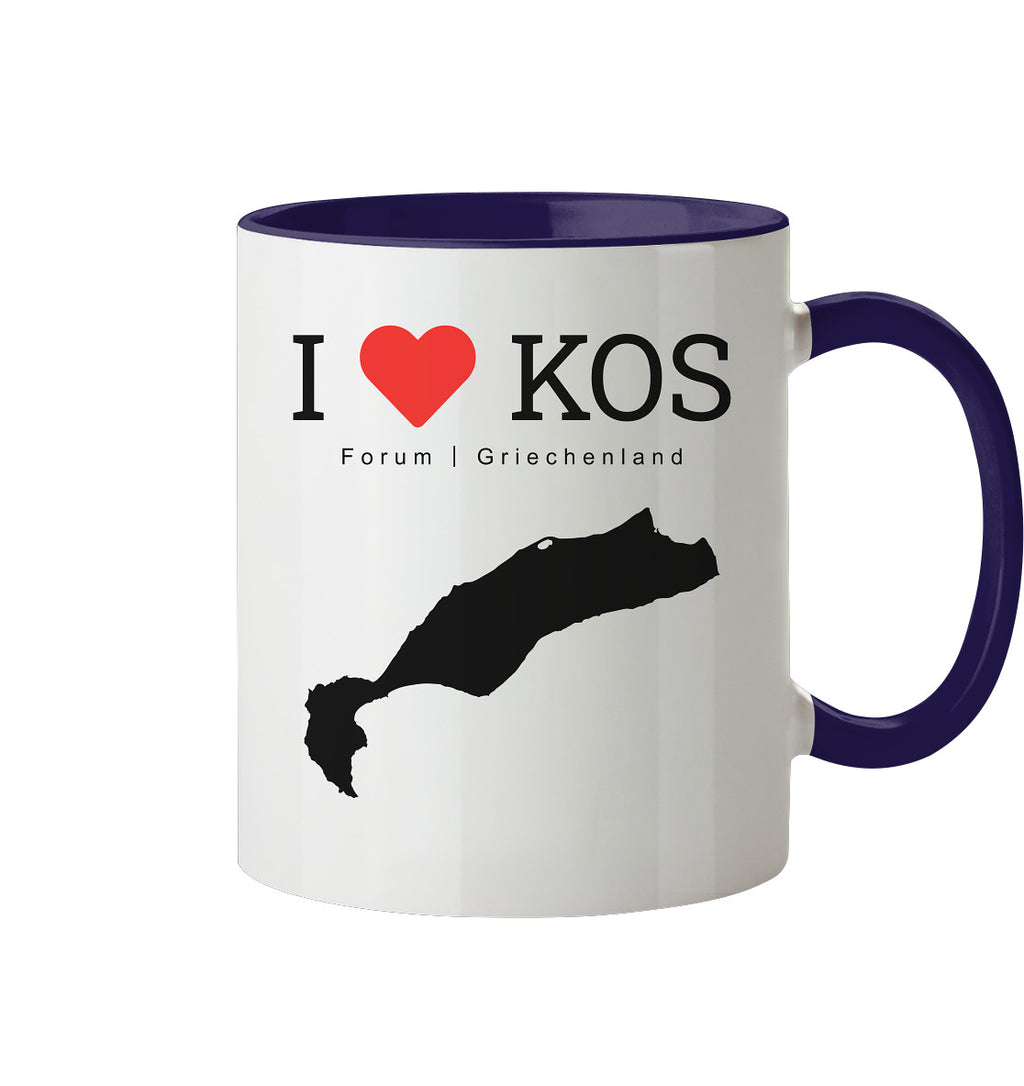 I LOVE KOS - Forum Grèce Noir - tasse bicolore