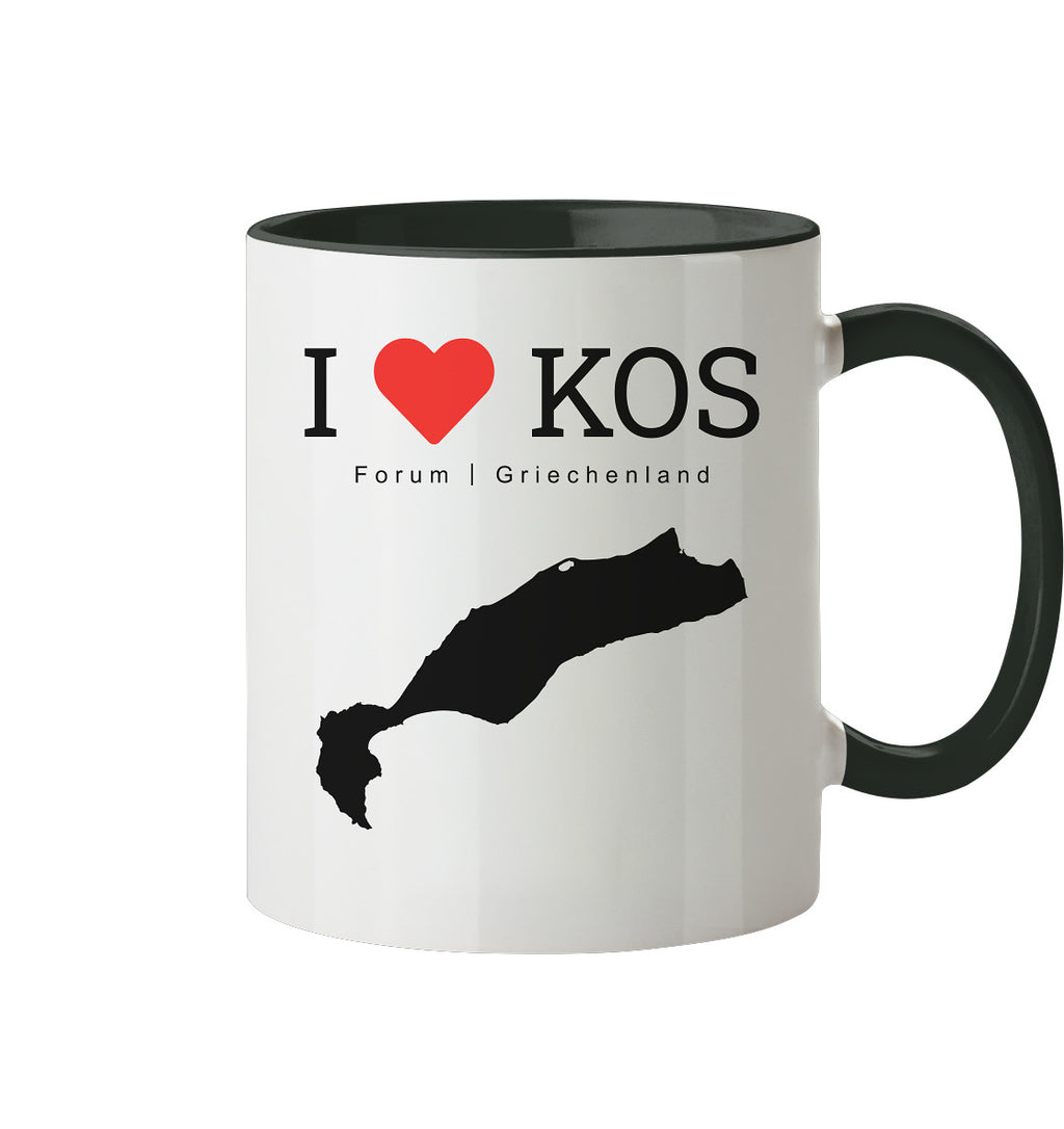 I LOVE KOS - Forum Grèce Noir - tasse bicolore