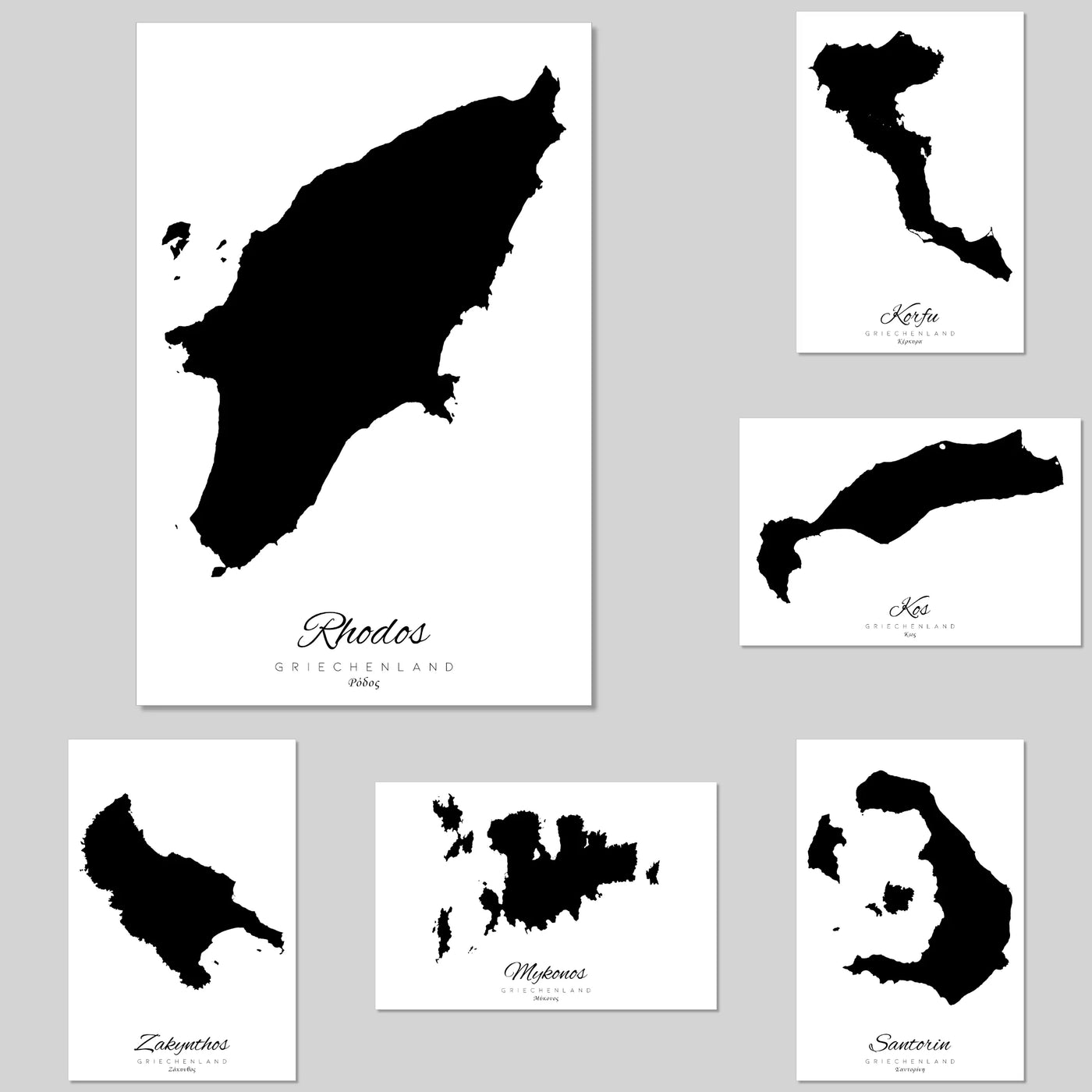Island silhouettes Greece | 60x90 cm | 61 different Greek islands | Aluminium composite panel