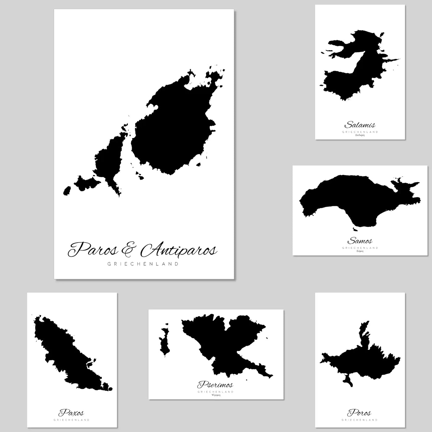 Island silhouettes Greece | 100x150 cm | 61 different Greek islands | Aluminium composite panel