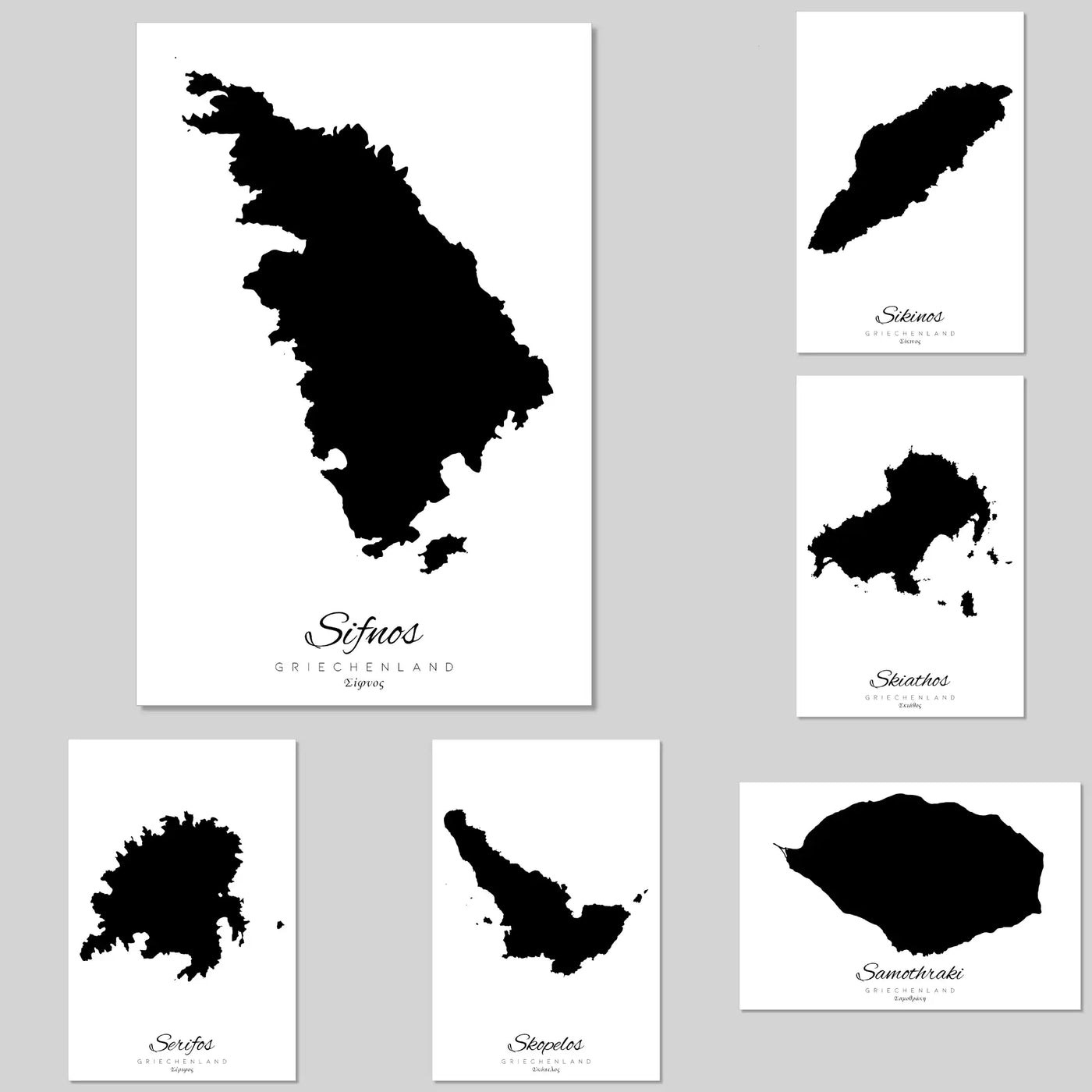 Island silhouettes Greece | 60x90 cm | 61 different Greek islands | Aluminium composite panel
