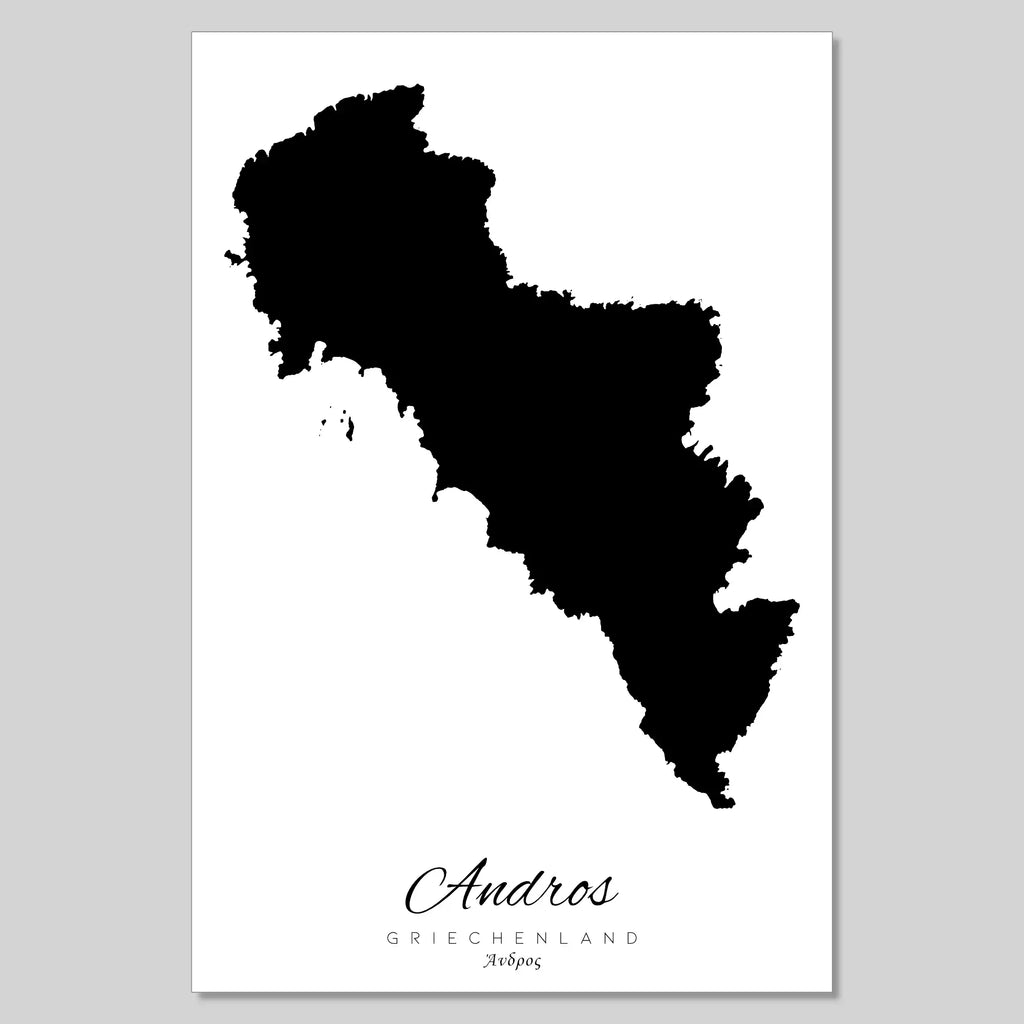 Andros Island Silhouette Contour Outline Greece [POSTER]