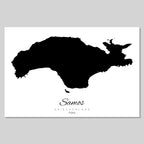 Samos Island Silhouette Contour Outline Greece [POSTER]