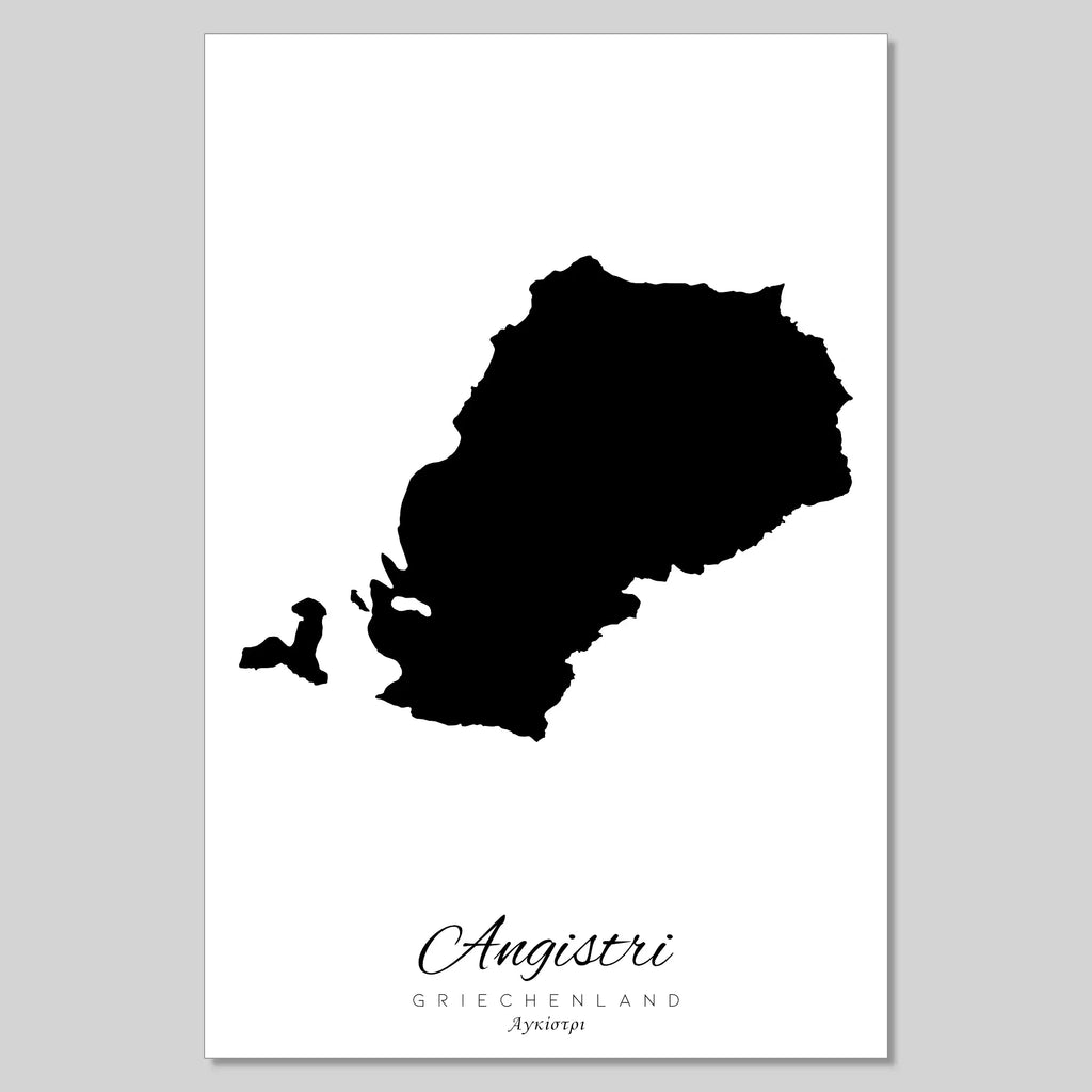 Angistri Island Silhouette Contour Outline Greece [POSTER]