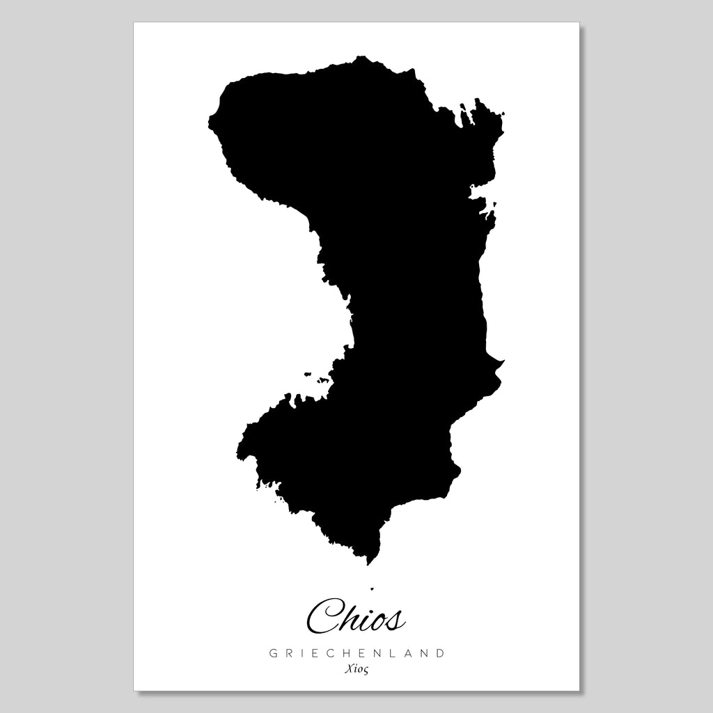 Chios Island Silhouette Contour Outline Greece [POSTER]