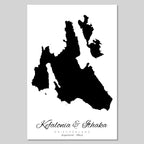 Kefalonia Island Silhouette Contour Outline Greece [POSTER]