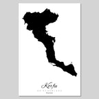 Corfu Island Silhouette Contour Outline Greece [POSTER]