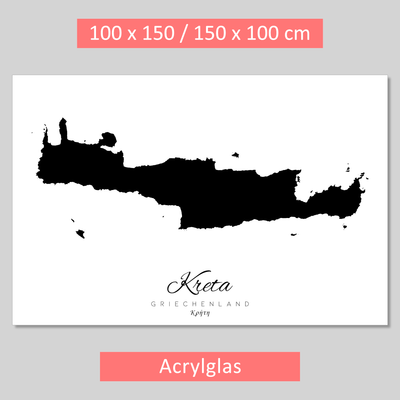 Insel Silhouetten Griechenland | 100x150 cm | 61 verschiedene griechische Inseln | Acrylglas