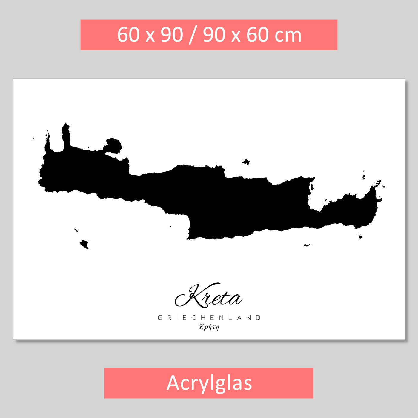Insel Silhouetten Griechenland | 60x90 cm | 61 verschiedene griechische Inseln | Acrylglas