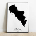 Andros Island Silhouette Contour Outline Greece