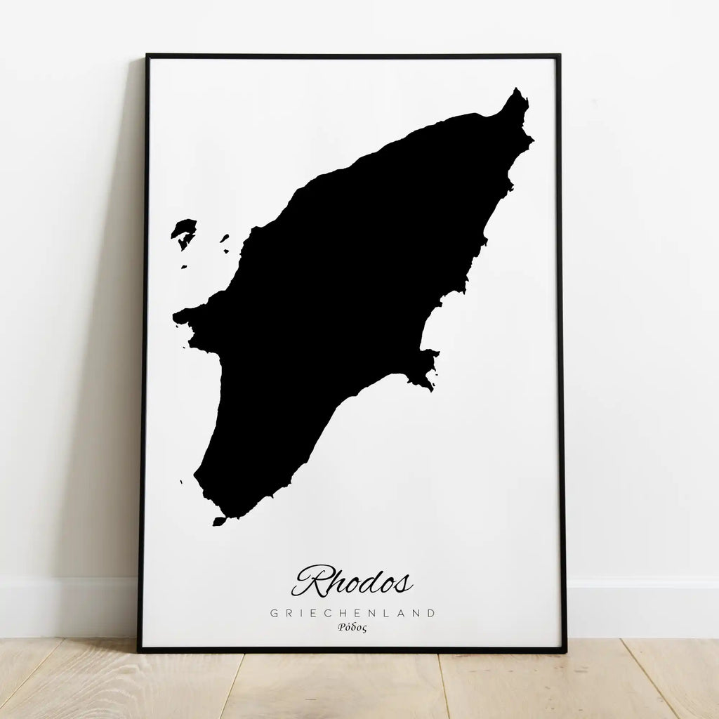 Rhodes Island Silhouette Contour Outline Greece