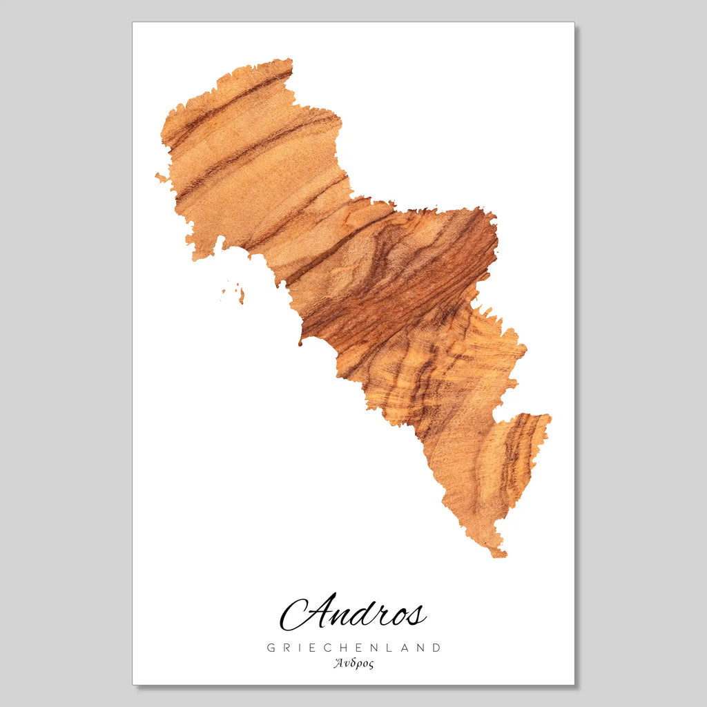 Andros Island Silhouette Contour Outline Greece [POSTER]
