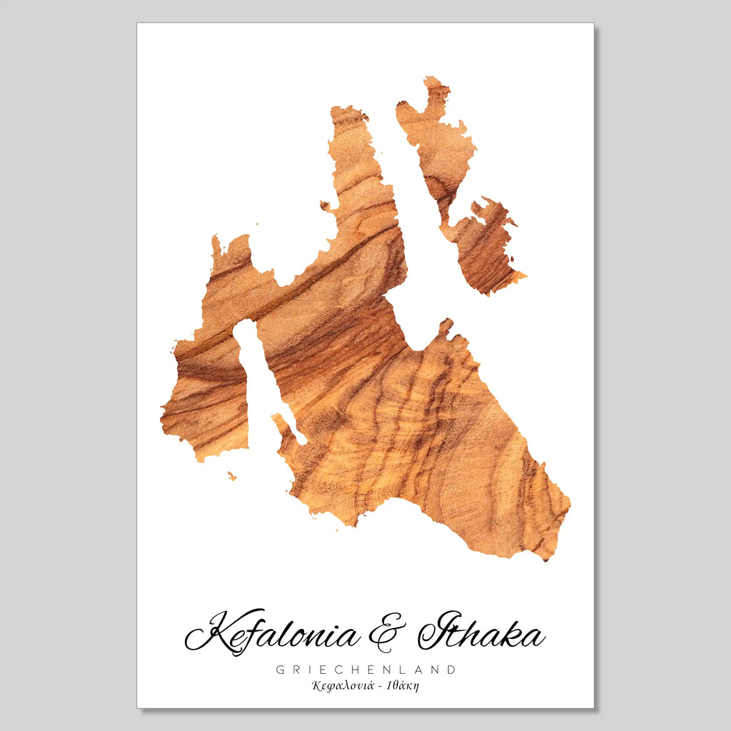 Kefalonia Island Silhouette Contour Outline Greece [POSTER]