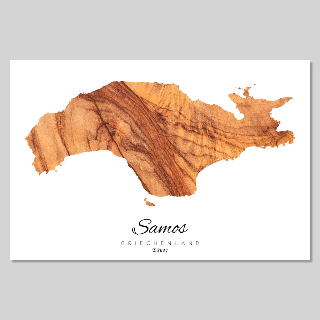 Samos Island Silhouette Contour Outline Greece [POSTER]