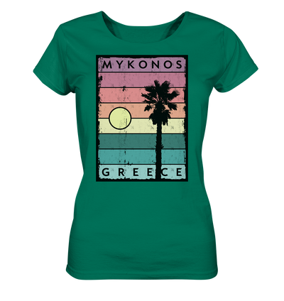 Sunset stripes & Palm tree Mykonos Greece - Ladies Organic Shirt