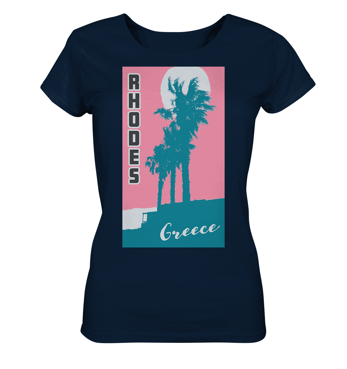 Palm trees &amp; Pink Sky Rhodes Greece - Ladies Organic Shirt