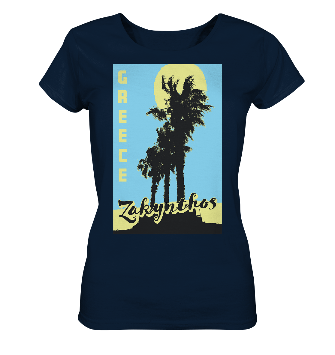Black palm trees & Yellow sun Zakynthos Greece - Ladies Organic Shirt
