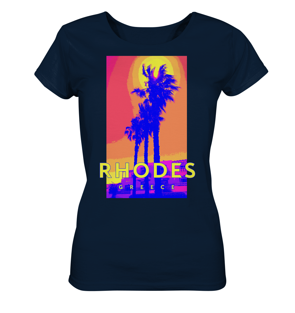 Blue palm trees Rhodes Greece - Ladies Organic Shirt