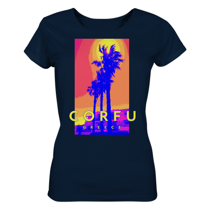Blue palm trees Corfu Greece - Ladies Organic Shirt