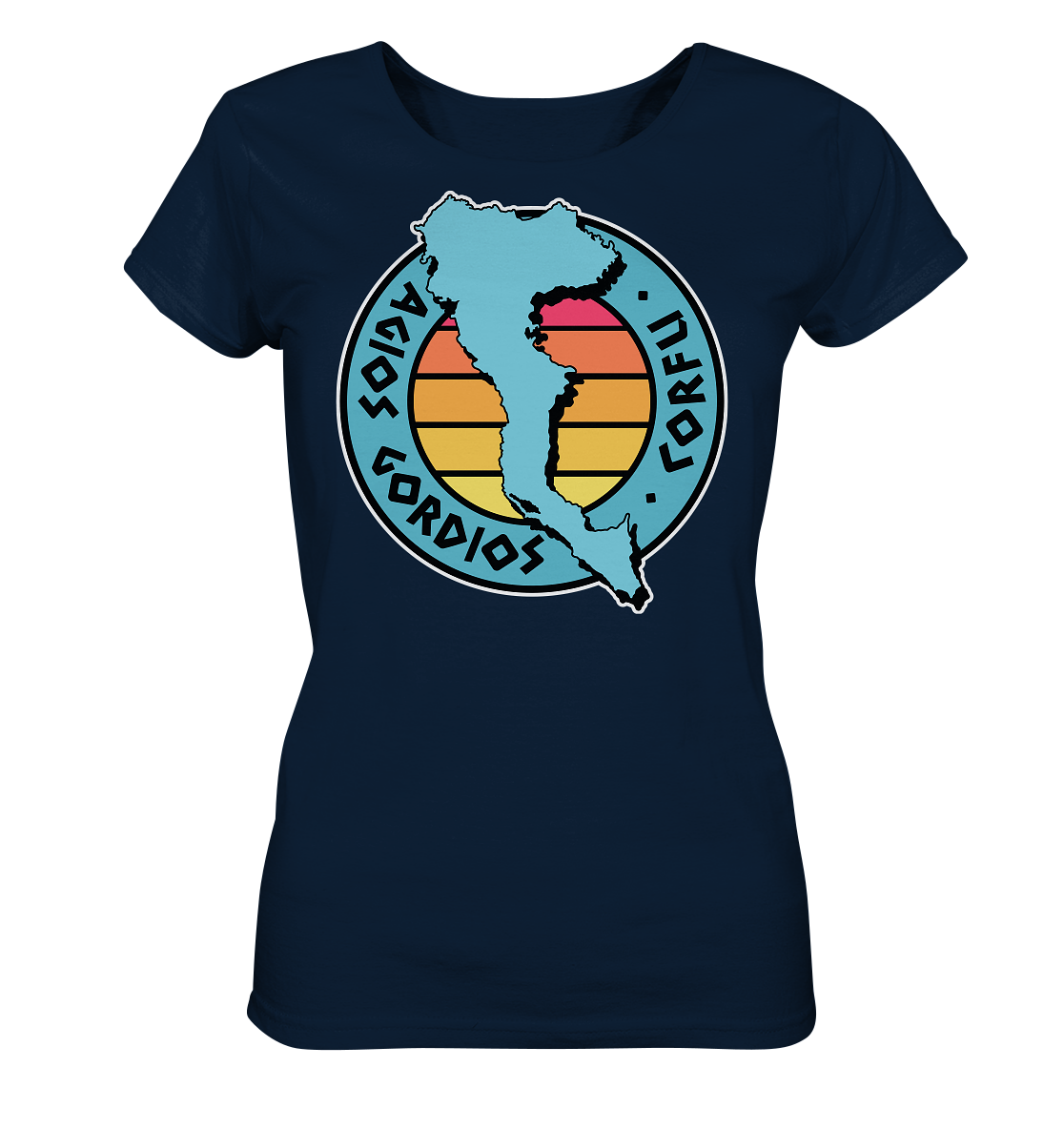 Corfu Agios Gordios silhouette stamp colored - Ladies Organic Shirt