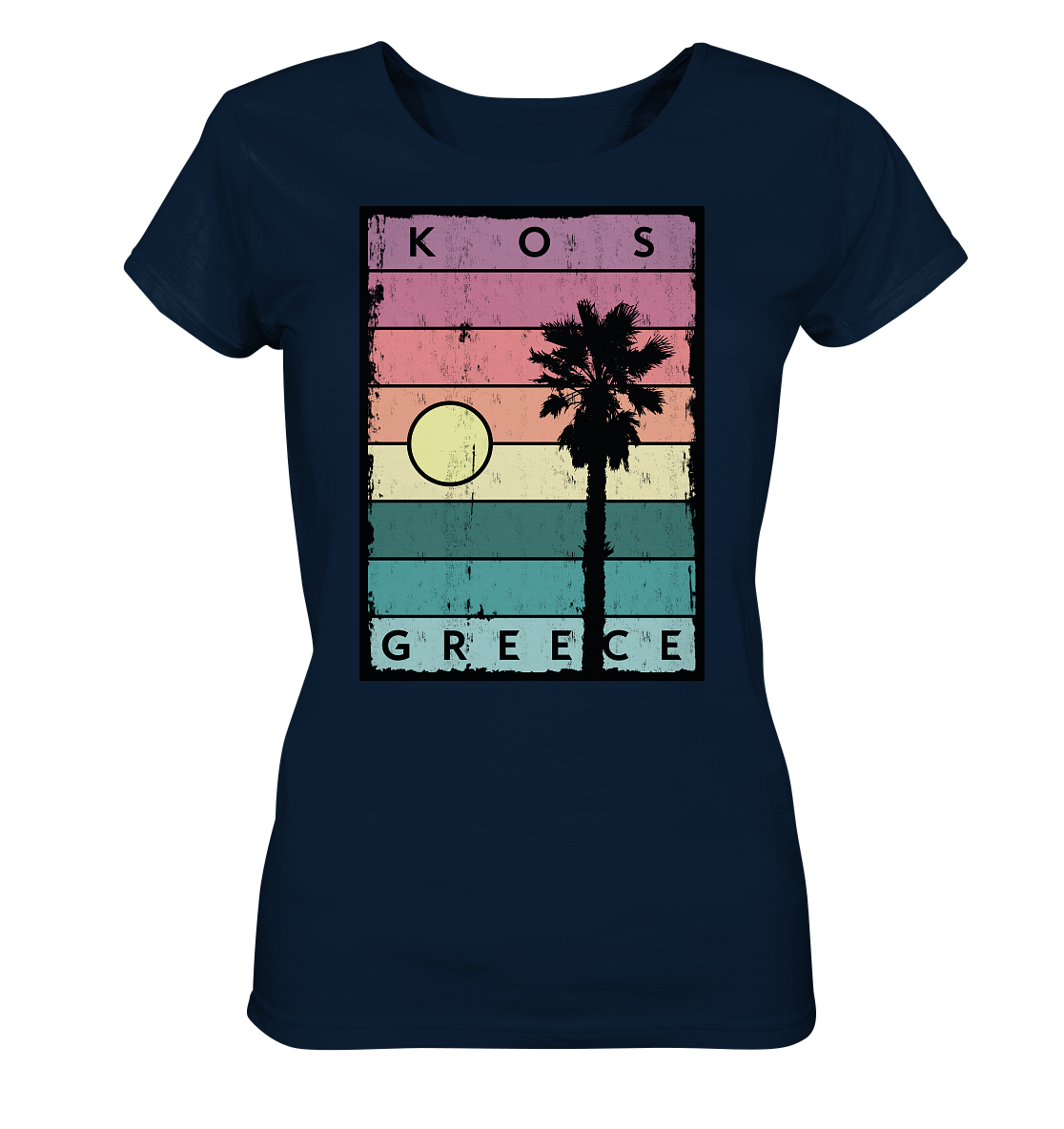Sunset stripes & Palm tree Kos Greece - Ladies Organic Shirt