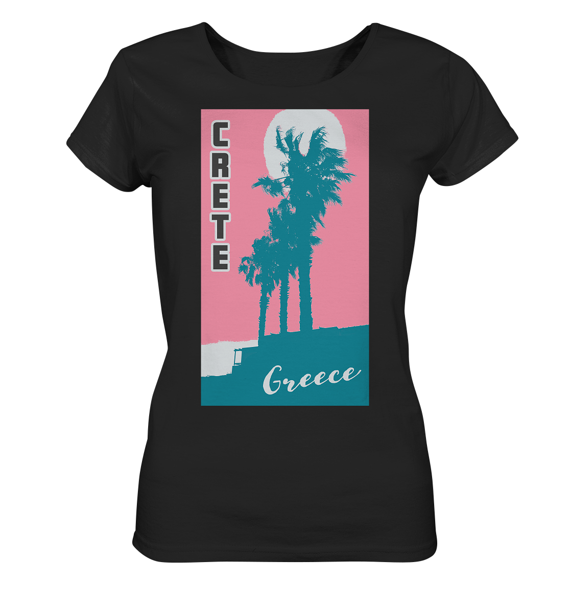 Palm trees &amp; Pink Sky Crete Greece - Ladies Organic Shirt