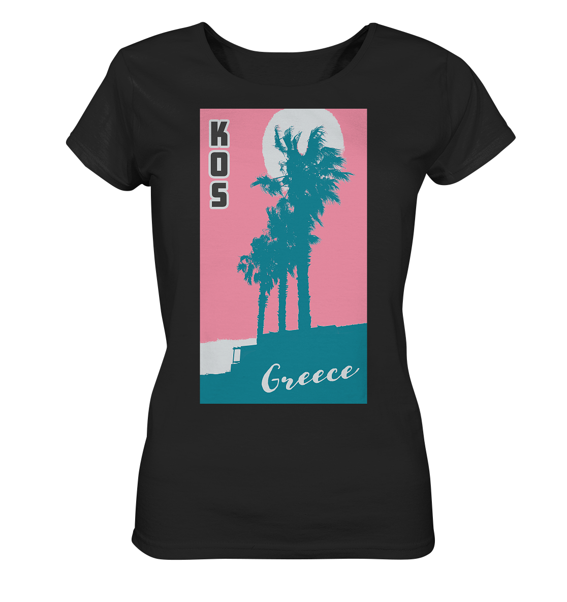 Palm trees &amp; Pink Sky Kos Greece - Ladies Organic Shirt