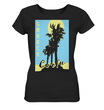 Black palm trees & Yellow sun Corfu Greece - Ladies Organic Shirt