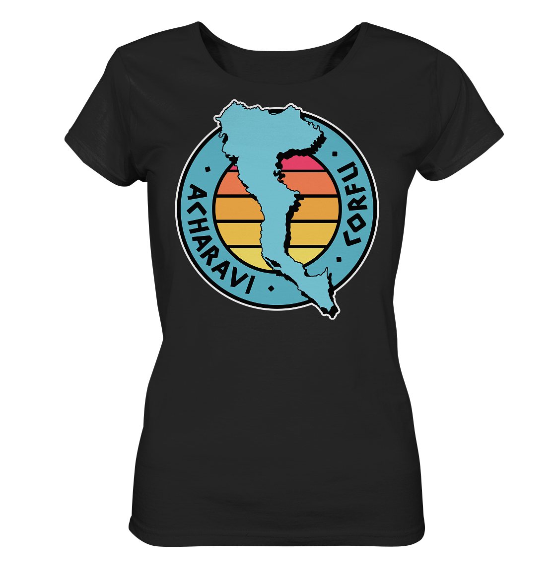 Corfu Acharavi silhouette stamp colored - Ladies Organic Shirt