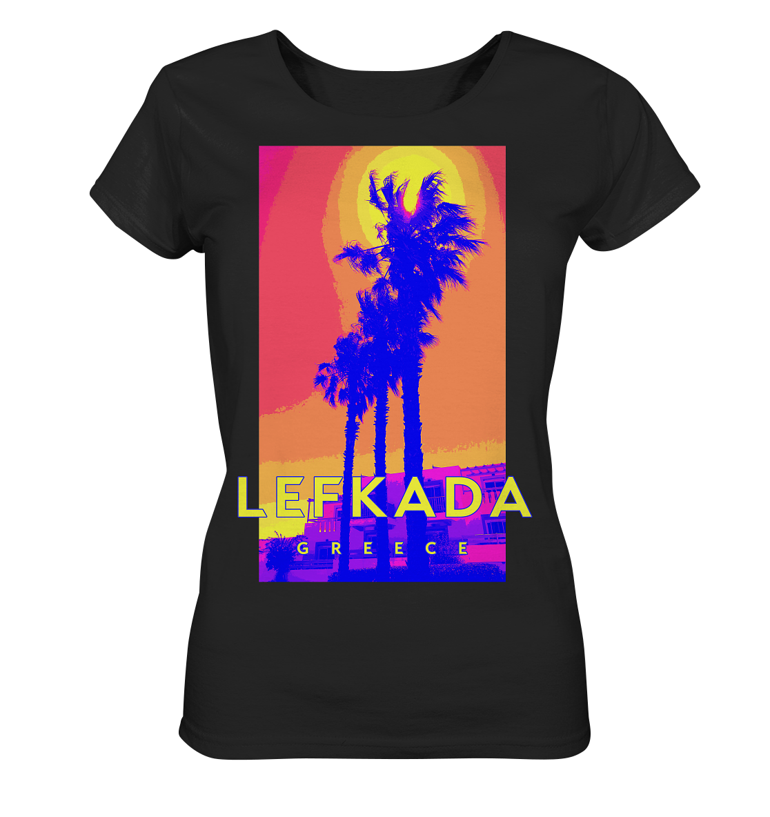 Blue palm trees Lefkada Greece - Ladies Organic Shirt