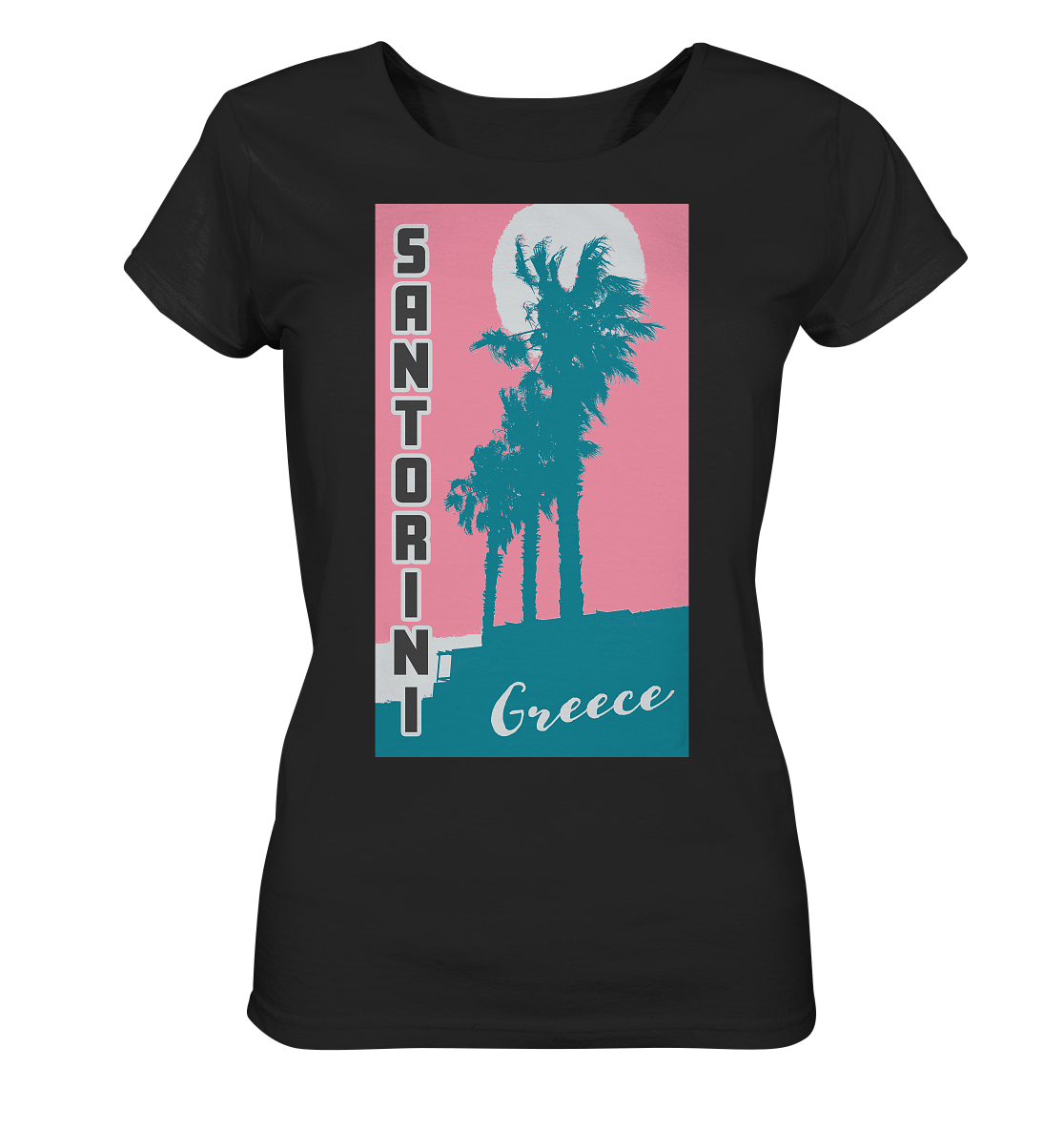 Palm trees & Pink Sky Santorini Greece - Ladies Organic Shirt