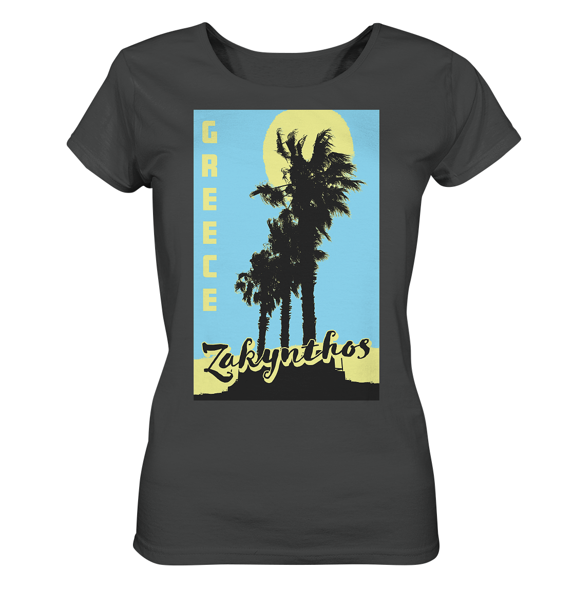 Black palm trees & Yellow sun Zakynthos Greece - Ladies Organic Shirt