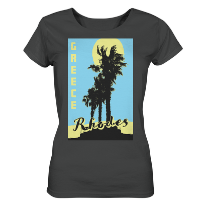 Black palm trees & Yellow sun Rhodes Greece - Ladies Organic Shirt
