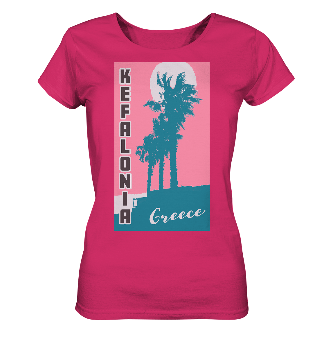 Palm trees &amp; Pink Sky Kefalonia Greece - Ladies Organic Shirt