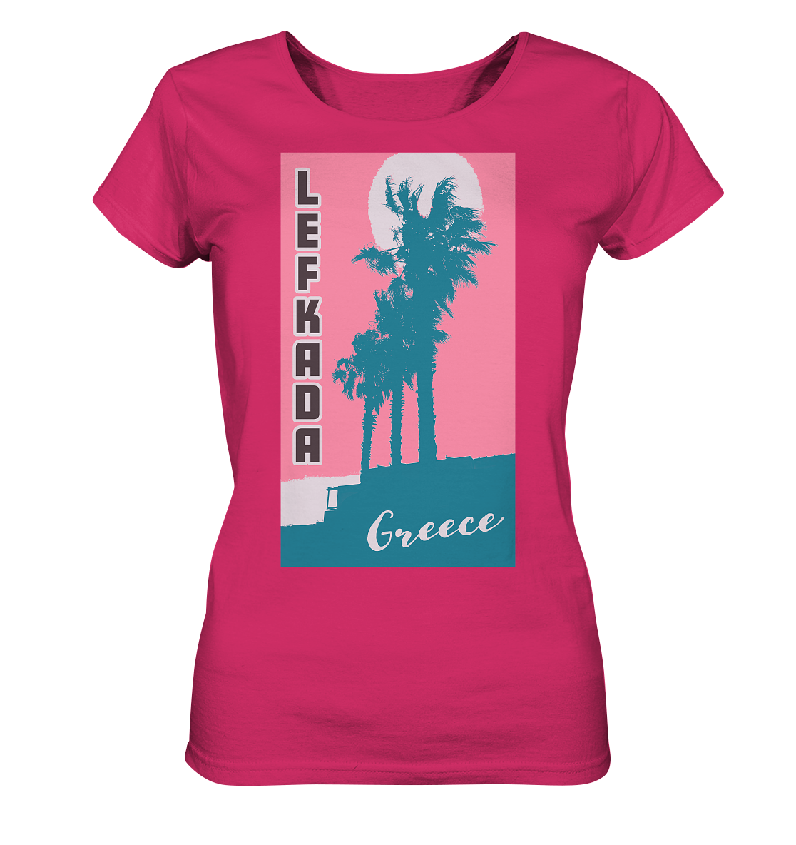 Palm trees & Pink Sky Lefkada Greece - Ladies Organic Shirt