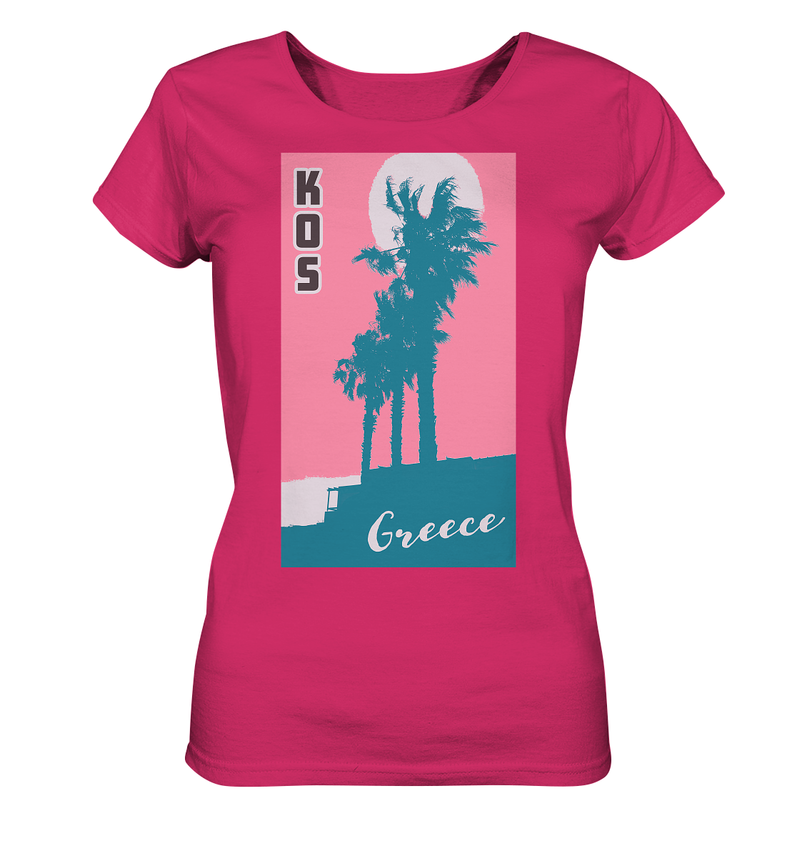 Palm trees &amp; Pink Sky Kos Greece - Ladies Organic Shirt