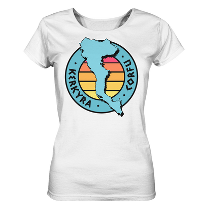 Corfu Kerkyra Silhouette Stamp Colored - Ladies Organic Shirt