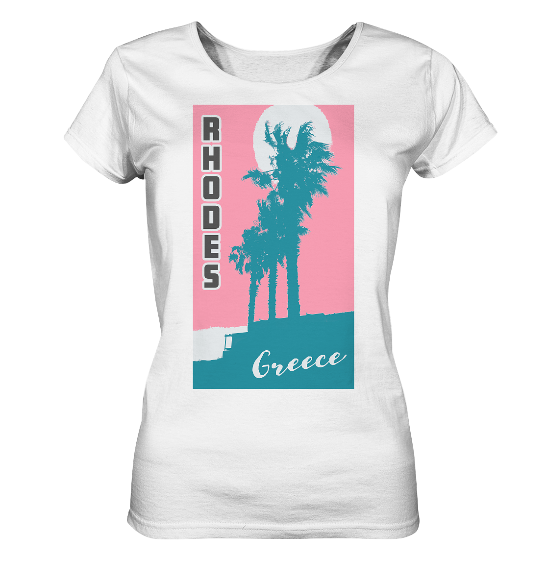Palm trees & Pink Sky Rhodes Greece - Ladies Organic Shirt