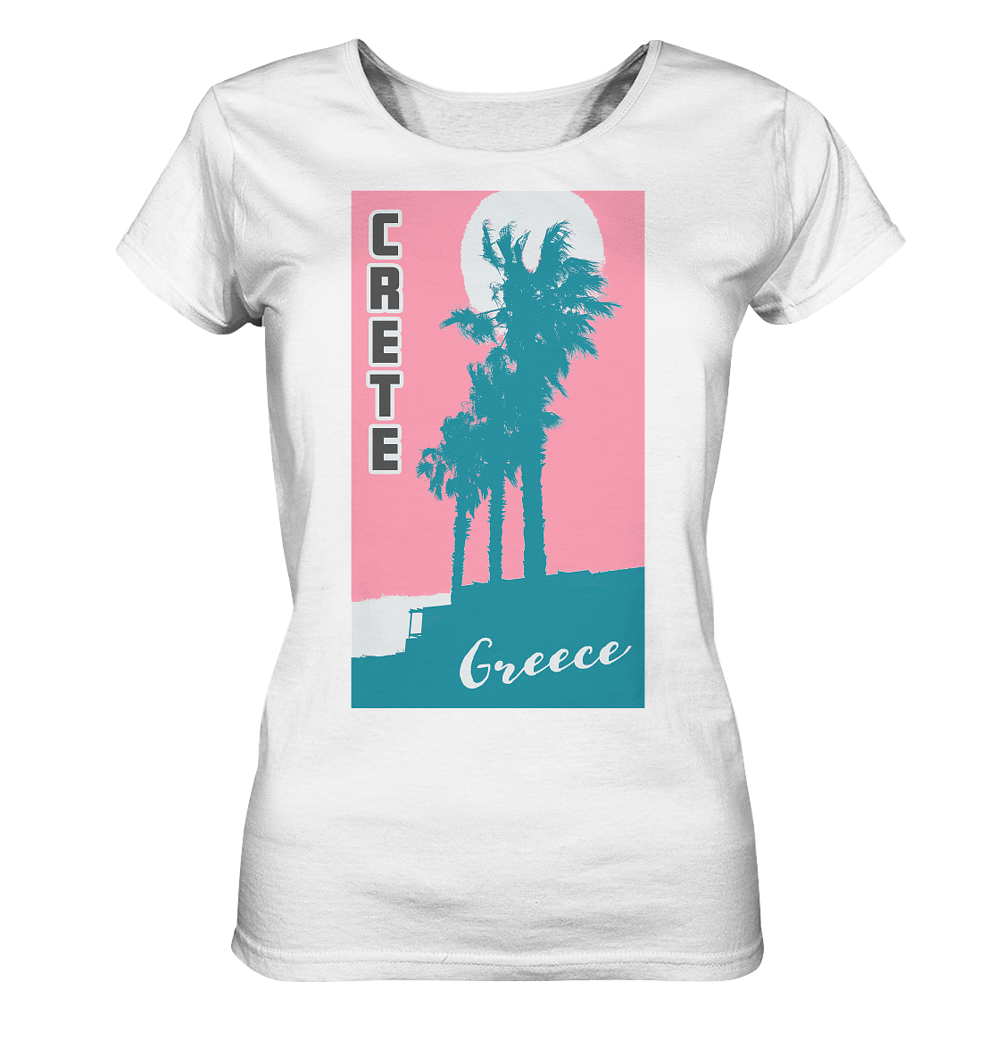 Palm trees &amp; Pink Sky Crete Greece - Ladies Organic Shirt