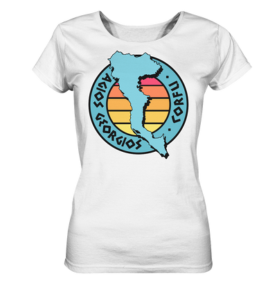 Corfu Agios Georgios silhouette stamp colored - Ladies Organic Shirt