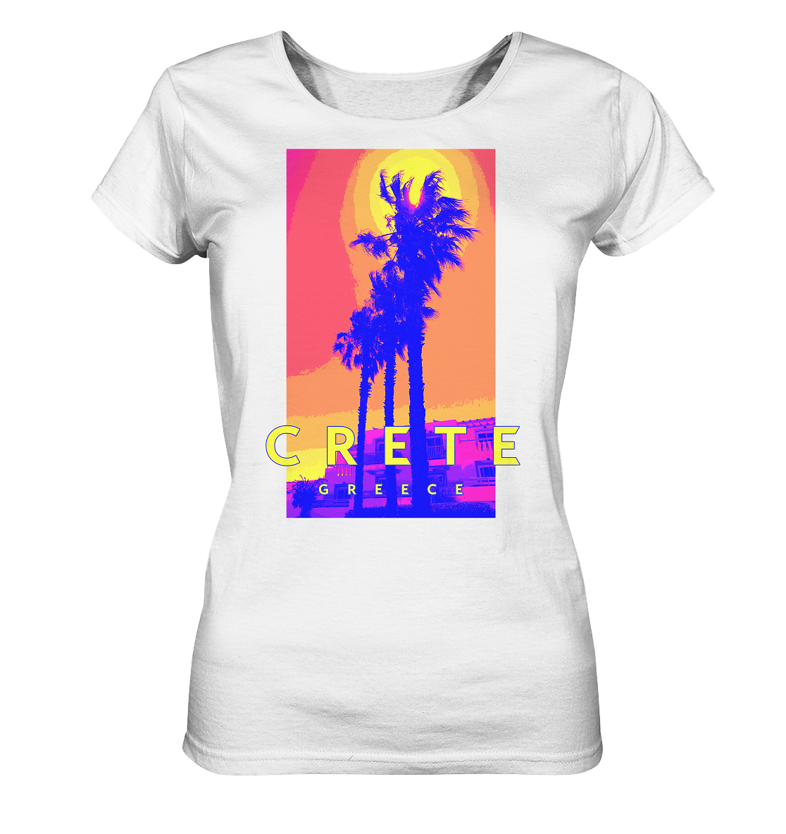 Blue palm trees Crete Greece - Ladies Organic Shirt