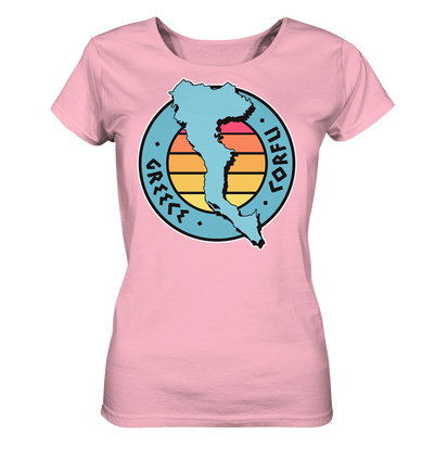 Corfu Greece Silhouette Stempel farbig - Ladies Organic Shirt